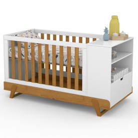 Berço Bkids Matic MultiFuncional 61515 Branco Soft Freijó Eco