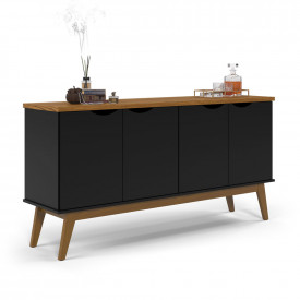 Buffet Prism 4 Portas Preto Acetinado Cumaru Patrimar FORA DE LINHA