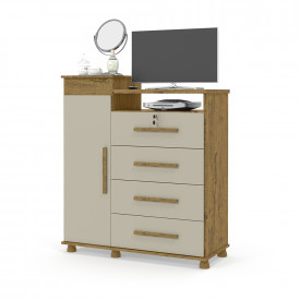 Cômoda Sapateira Juma New com Espelho Nature Off White Patrimar 