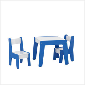 Conjunto Mesa Infantil 2 Cadeiras MDF Diana Branco Azul Ofertamo