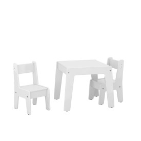 Conjunto Mesa Infantil 2 Cadeiras MDF Diana Branco Brilho Ofertamo