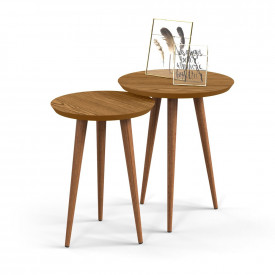 Conjunto Mesa Apoio e Lateral Luna Pés Palito 53 e 44 Cumarú Patrimar