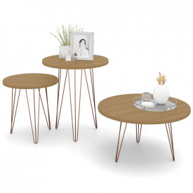 Conjunto Evolution Mesa Centro/Apoio/Lateral Novare Pés de Ferro Patrimar