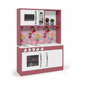 Cozinha Infantil Diana em MDF Branco/Rosa - Ofertamo