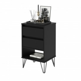 Mesa de Cabeceira Retro Iron Ej Móveis Preto 25120 Quarto