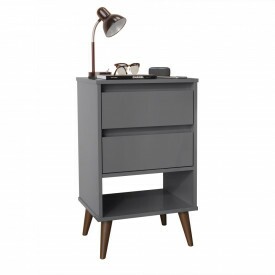  Mesa de Cabeceira Retro Taurus Cinza Ofertamo Quarto - FORA DE LINHA