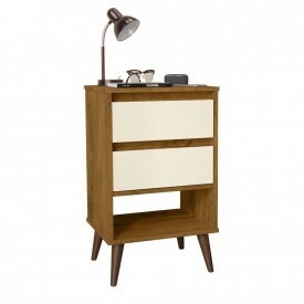 Mesa de Cabeceira Retro Taurus Ej Móveis Freijó/Off 27645