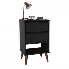 Mesa de Cabeceira Retro Taurus Ej Móveis Preto 27620 Quarto