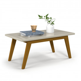 Mesa Centro Prism Off White Pés em Madeira Patrimar