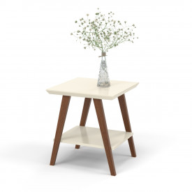 Mesa Lateral Davi Off White/Amadeirado OFERTAMO
