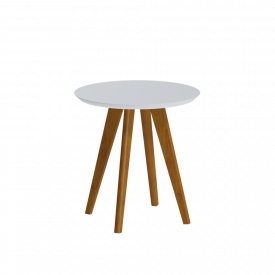 Mesa Lateral Classic Redonda - 6169 - Branco Acetinado