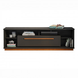 Rack Saturno 1.80 Tebarrot Preto Amêndoa 1 Porta Sala 