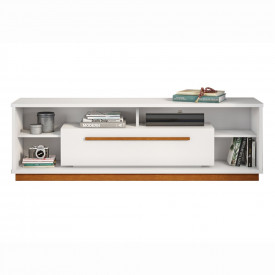 Rack Saturno 1.80 Tebarrot Branco Amêndoa 1 Porta Sala 