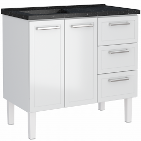 Gabinete Aço C/ Pia Gran Preta Apolo Flat 1,20 Branco 1789 Cozimax