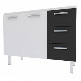 Gabinete De Aço P/ Pia Apolo Flat 3G 1,20 Preto 1545 Cozimax