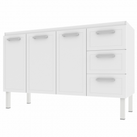 Gabinete De Aço P/ Pia 1,60 Apolo 3G Flat Branco 1550 Cozimax