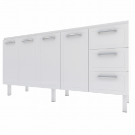 Gabinete De Aço P/ Pia 1,80 Apolo 3G Flat Branco 1552 Cozimax