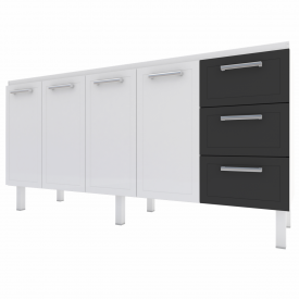 Gabinete De Aço P/ Pia 2,0 Apolo 3G Flat Preto 1555 Cozimax