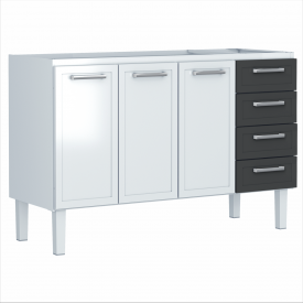 Gabinete De Aço P/ Pia 1,50 Apolo Flat 4G Preto 1737 Cozimax