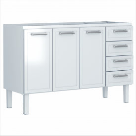 Gabinete De Aço P/ Pia 1,40 Apolo Flat 4G Branco 1734 Cozimax