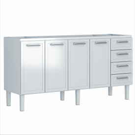 Gabinete De Aço P/ Pia 1,80 Apolo Flat 4G Branco 1740 Cozimax