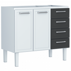 Gabinete De Aço P/ Pia 1,20 Apolo Flat 4G Preto 1733 Cozimax