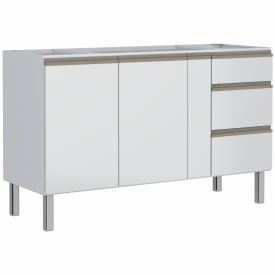 Gabinete De Aço P/ Pia 1,50 Gaia Flat Branco 1606 Cozimax