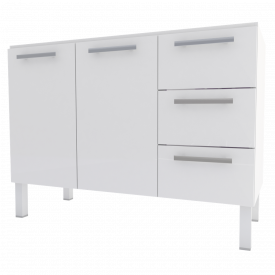 Gabinete De Aço P/ Pia 1,20 Venus 3G Flat Branco 1556 Cozimax