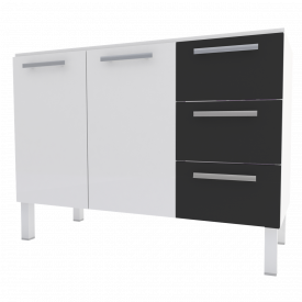 Gabinete De Aço P/ Pia 1,20 Venus 3G Flat Preto 1557 Cozimax