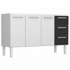 Gabinete De Aço P/ Pia 1,40 Venus Flat 3G Preto 1559 Cozimax