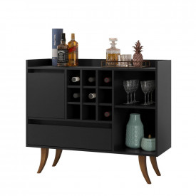 Aparador Imperial Ej Móveis Preto 19720 Pé de Madeira Sala