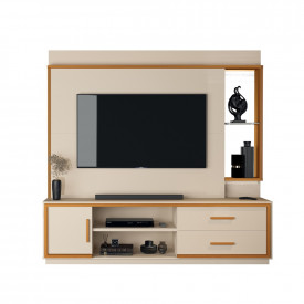 Home Atrio com Prateleira de Vidro Off White Cedro 37670 EDN