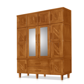 Roupeiro Chicago 105 - 05 Portas c/ 1 Espelho Imbuia Atraente