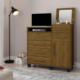 Cômoda Brilhante com Espelho Imbuia 02210IF Fabrimóveis