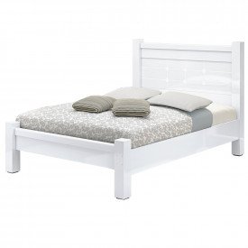 Cama Casal Imperial 1,40 com Pés Maciços Branco Vitamov