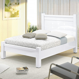 Cama Queen Imperial 1,60 com Pés Maciços Branco Vitamov