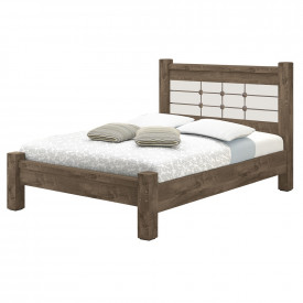 Cama Queen Imperial 1,60 com Pés Maciços Castanho/Off White Vitamov