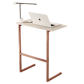Mesa P/Notebook Thor MDP Perola Pés Ferro Bronze Sal Movelaria
