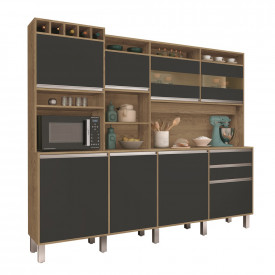 Kit Armario Cozinha Smart 08 Portas Cod. 6008 Freijo/Grafite Vitamov