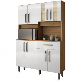 Kit Armario Cozinha Supreme 1214mm 8 Portas Freijo/Branco FORA DE LINHA