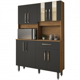 Kit Armario Cozinha Supreme 1214mm 8 Portas Freijo/Grafite Vitamov