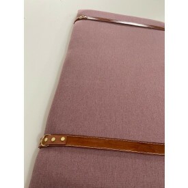 Painel Cabeceira Queen 1,60 Linho Rosa Cinta Em Couro Ofertamo