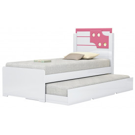 Cama Solteiro Bibox com Auxiliar Luiza Branco/Rosa Vitamov