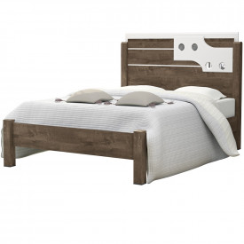 Cama Casal Luiza Detalhe Espelho Castanho/Off White Vitamov