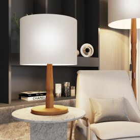 Luminaria Abajur De Mesa Nanna Em Madeira Off White Ofertamo