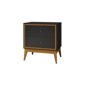 Mesa de Cabeceira Lucca 2 Gavetas Preto Cedro 47821 EDN