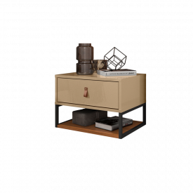 Mesa de Cabeceira Sigma Champagne/Cedro Casa D Móveis