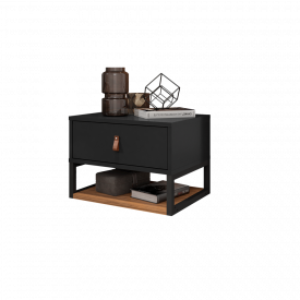 Mesa de Cabeceira Sigma Preto Noce Casa D Móveis Quarto