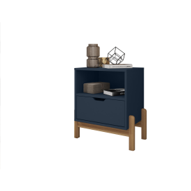 Mesa de Cabeceira Antares 1G Azul Cobalto Casa D Moveís