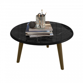 Mesa de Centro Brilhante Bechara Nero 03 Pés Sala